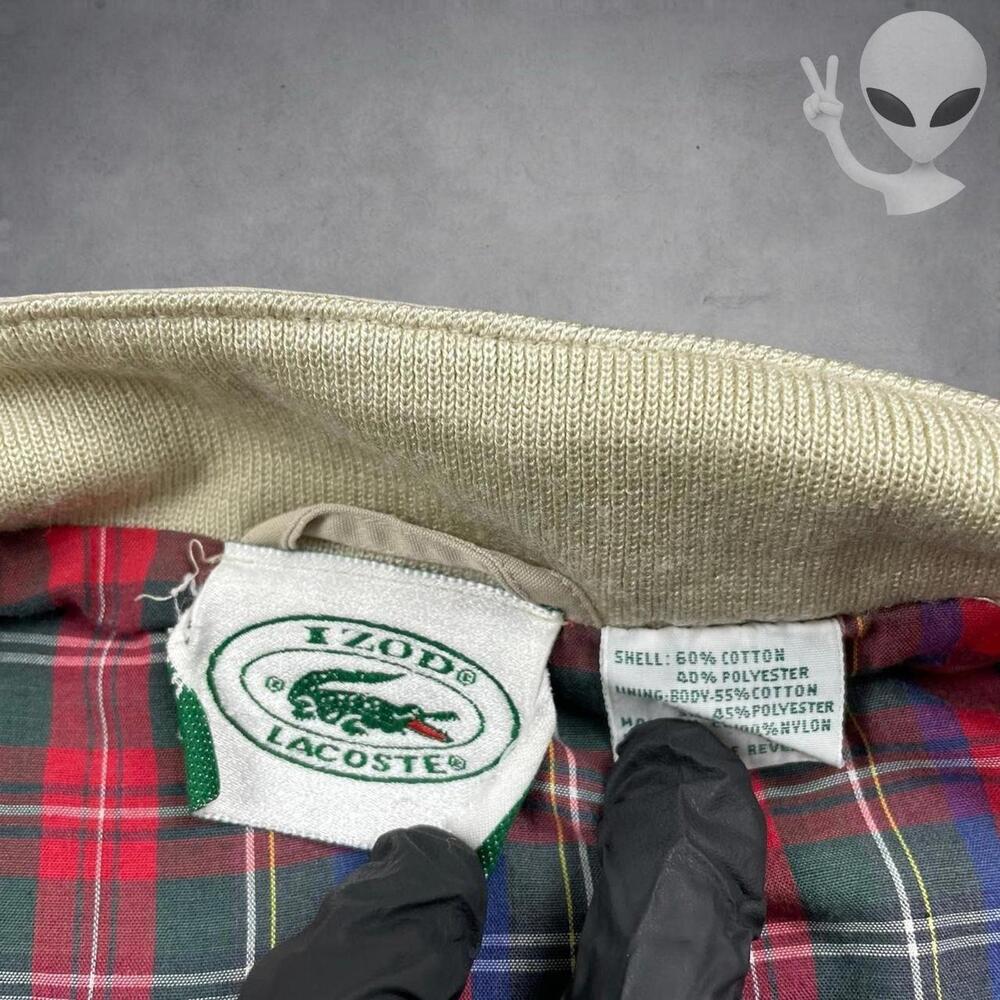 Lacoste Harrington Jacket Medium Tan Plaid Lining Classic Fit Bomber Vintage 90s - Picture 4 of 6